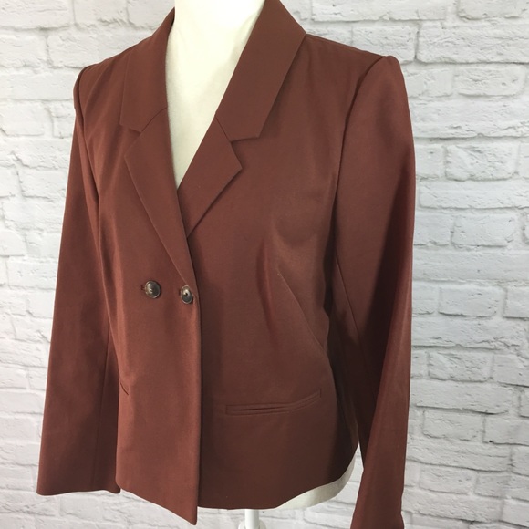 Nordstroms rust brown cotton boxy blazer jacket - Picture 2 of 6